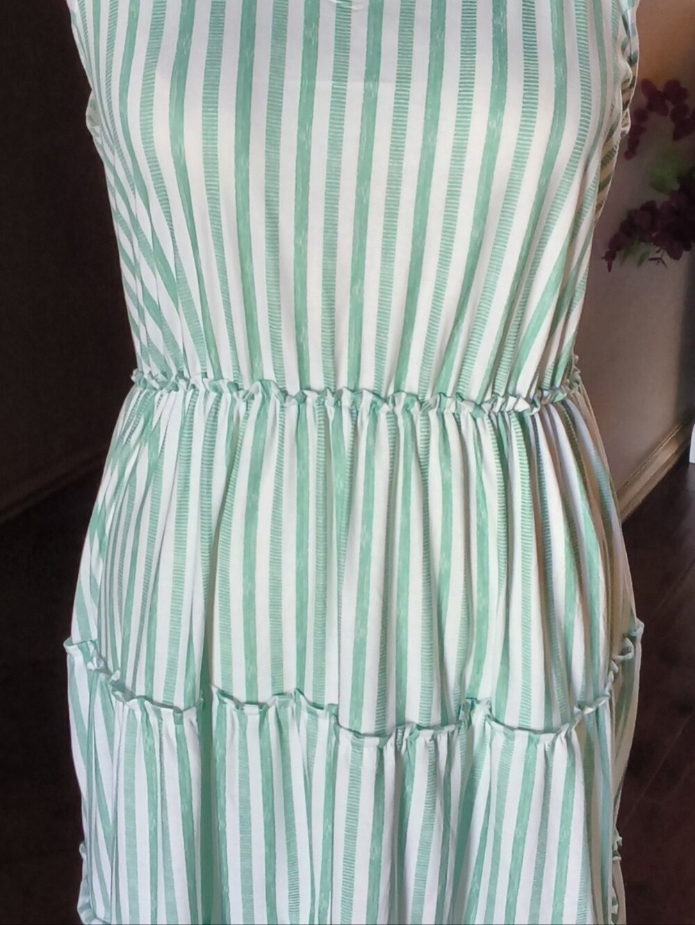 White And Green Striped Dress